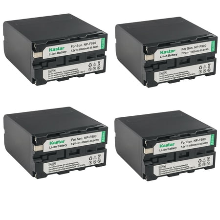 Kastar NP-F990 Battery 4-Pack Replacement for Sony HVR-Z5 HVR-Z7 HVR-AU1 HXR-MC1500 HXR-MC2000 HXR-MC2500 HXR-NX100 HXR-NX3 HXR-NX5 HXR-NX5R MPK-DVF4 MVC-CD1000 MVC-CD400 MVC-CHF81 Camera