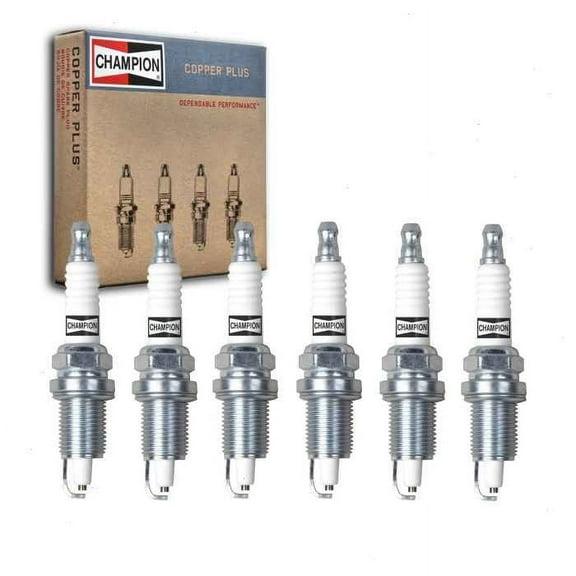 6 pc Champion Copper Plus Spark Plugs compatible with Jeep Grand Cherokee 4.0L L6 1999-2004