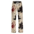 thumbnail image 6 of Zydvens Women Halloween Pajama Pants Wide Leg Lounge Wear with Pockets Soft Elastic Waist Drawstring Sleepwear Bottoms Bloody Handprint Red Moon Costume Cosplay S-3XL, 6 of 7