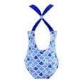 thumbnail image 2 of renvena Kids Girls One Piece Swimsuits Hawaiian Swimwear Beach Bathing Suit Crossback Monokini Size 4-16 Blue Fish Scales 10, 2 of 7