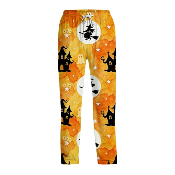 Satingcolo Halloween Pajama Pants for Men Printed Pajama Bottoms Drawstring Lounge Pants Sleepwear