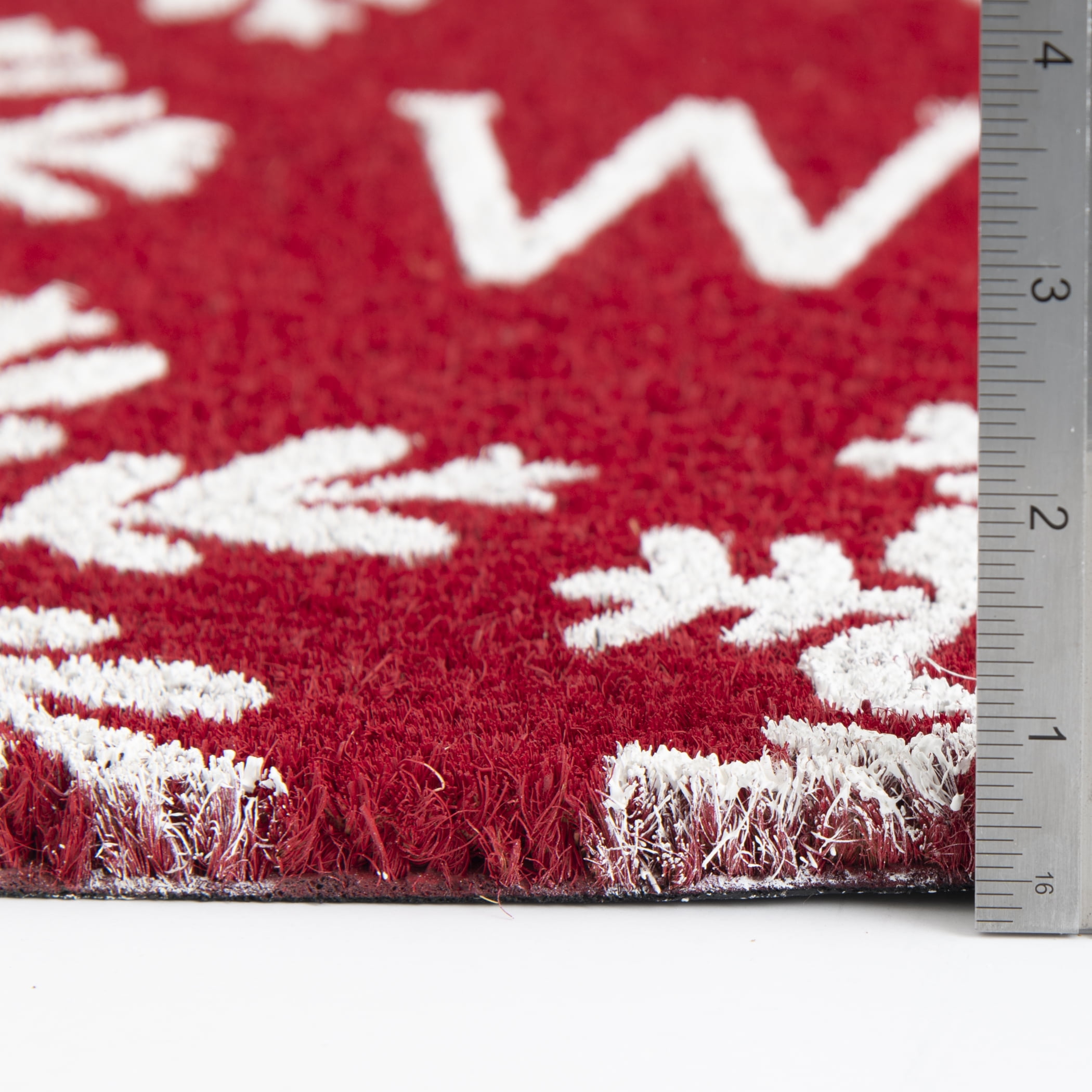 Checkered Snowflakes Winter Natural Fiber Coir Doormat Welcome 18" x  30"