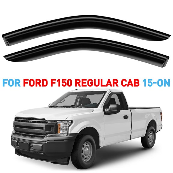 GrandWheel Co Smoke Tinted Tape-On Side Window Vent Visor Deflectors Rain Guards Compatible with Ford F-150 2015-2025 Regular Cab, SuperCrew, SuperCab - 2pcs. GW0029