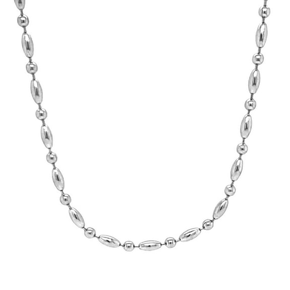 Stainless Steel Military Ball Bead Oval Bar Chain 2.4mm Dog Tag Necklace 26" Gray Jewelry Female