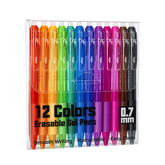 Fenmay Erasable Gel Pens 12 Colors, Retractable Fine Point Clicker Erasable Pens, Smooth Assorted Color Ink, Reusable Writing Pens, Easy Erase No Residue, Perfect for Students Adults Drawing Writing