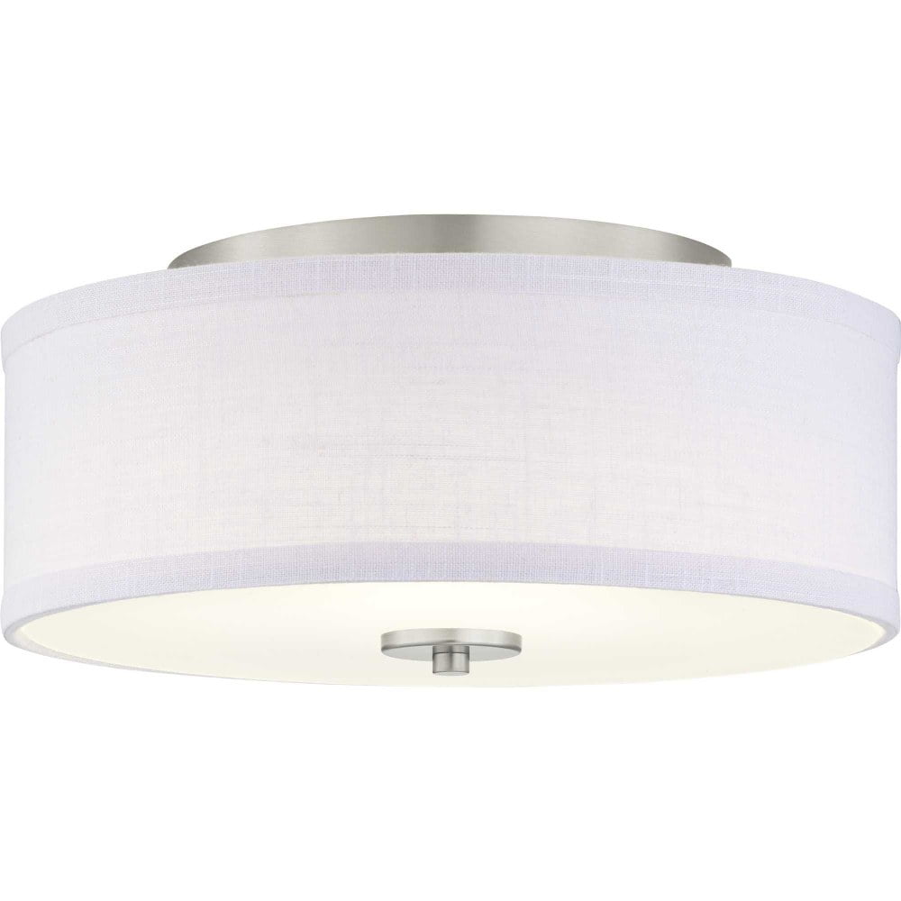 Progress Lighting Inspire Collection 1-Light LED Flush Mount in Brushed Nickel with Summer Linen Shade