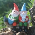 thumbnail image 3 of ICERUN Garden Gnomes,Resin Little Dwarf Serving Beer Garden Statues,Red Pointed Hat Gnome Garden Gnomes Outdoor,Style2, 3 of 7