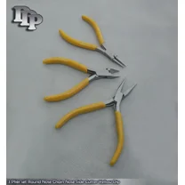 3 Plier Set Round Nose Chain Nose Side Cutter Yellow Dip