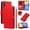 Red, variant on Dteck Wallet Case for Samsung Galaxy A54 5G with Wrist Strap Shoulder Strap, Shockproof Magnetic Multiple Card Slots Purse PU Leather Stand Phone Cover, White