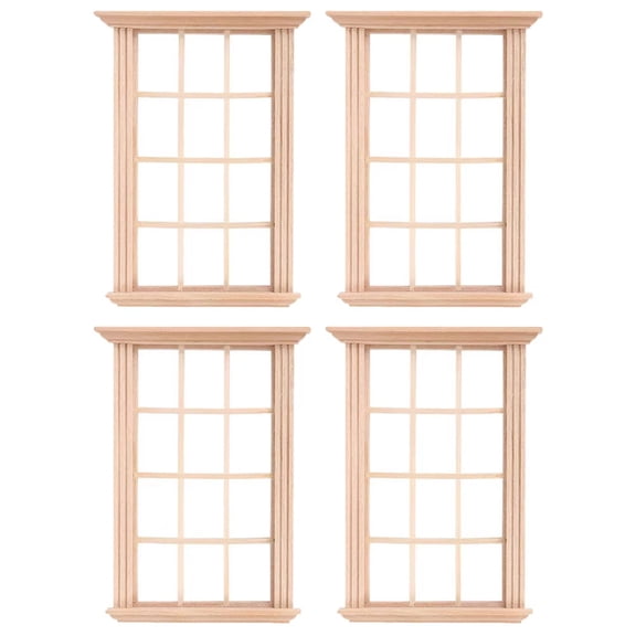 Practical 4 Pieces Sturdy Dollhouses Window 1 12 Scale Miniature Child Model Home Accessories for Decoration