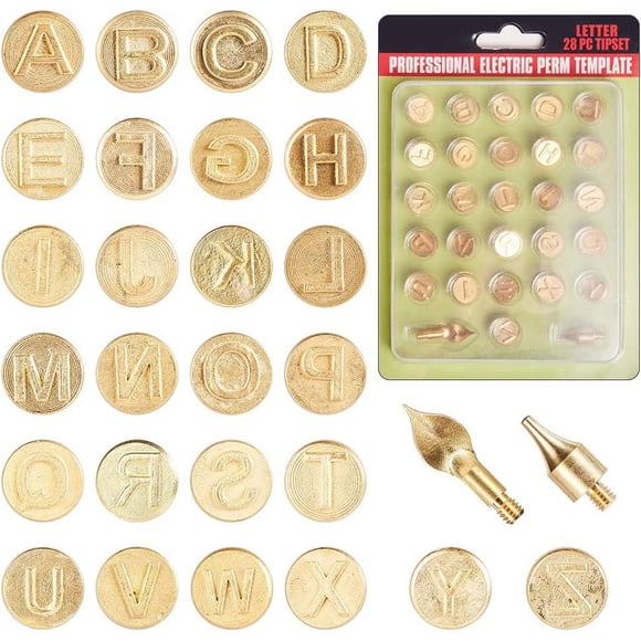 28 Pcs Embouts en Fer Alphabet Majuscule pour Gravure de Moules Outils de Gaufrage Artisanat Couleur Or Mat