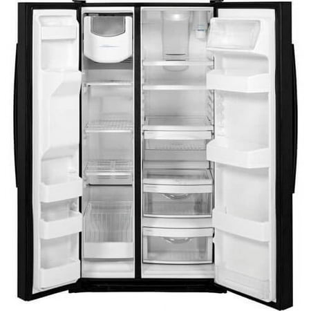 GE - 25.4 Side-by-Side Refrigerator with Thru-the-Door Ice and Water - Black