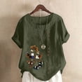 thumbnail image 4 of Birdeem Chemise Décontractée Oversize d'Été pour Femmes Col Rond Manches Courtes Imprimé Floral Ample, 4 of 5