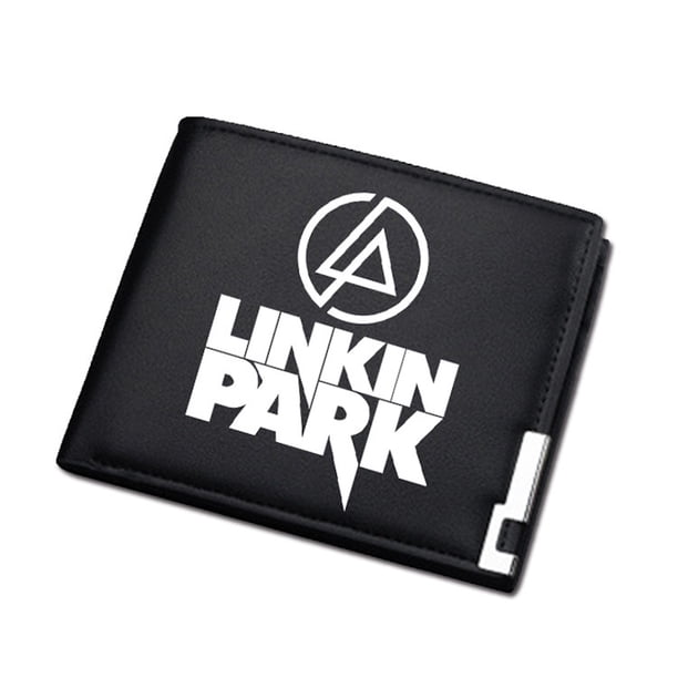 Cartera de piel sintética con diseño de personajes de anime de Linkin Park, delgada y plegable