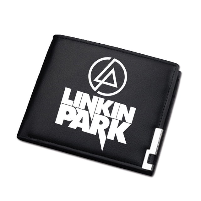 Cartera de piel sintética con diseño de personajes de anime de Linkin Park, delgada y plegable
