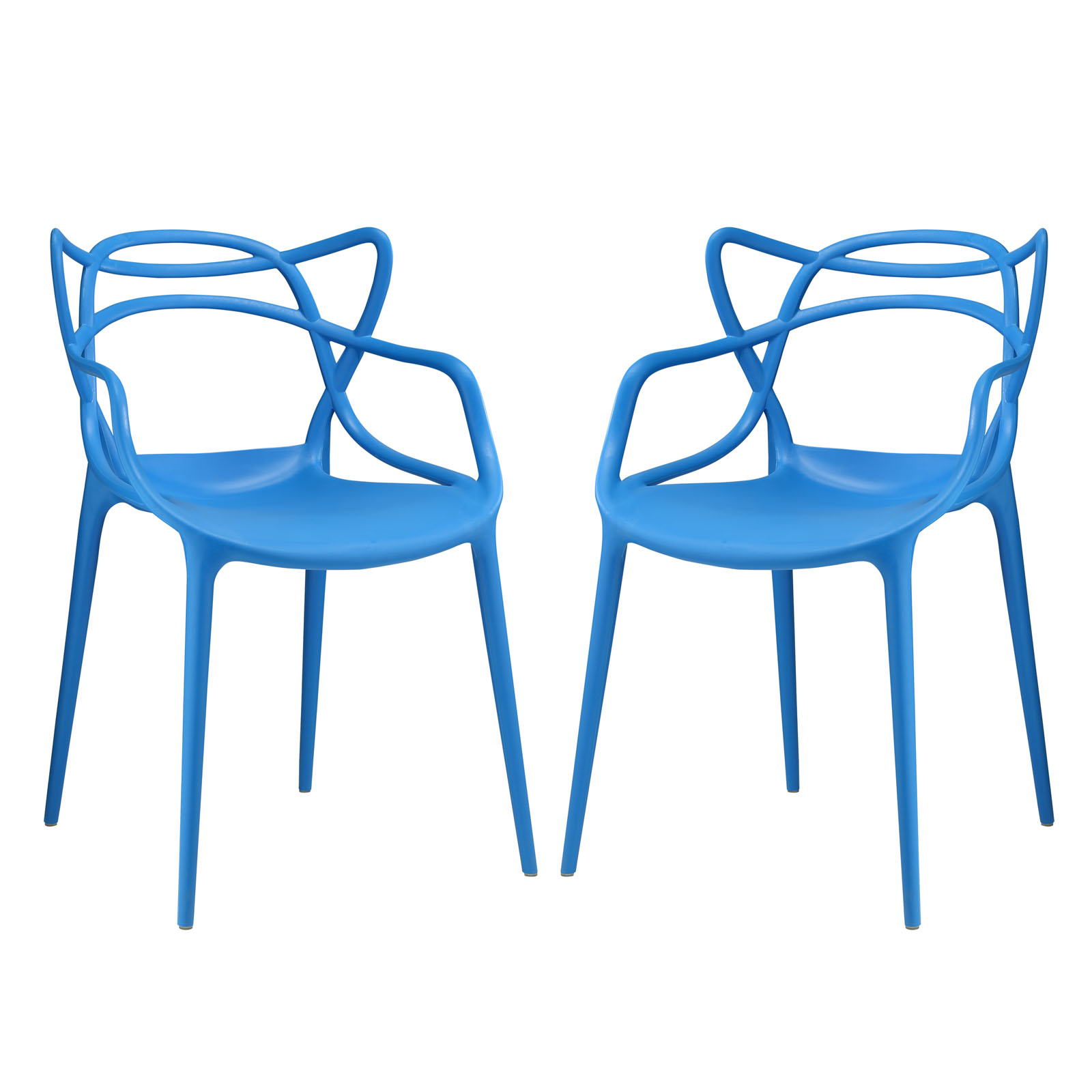 Modern Contemporary Urban Design Outdoor Kitchen Room Dining Chair Set ( Set of Two), Blue, Plastic - image 1 of 4