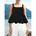 thumbnail image 4 of Musuos Women Solid Color Camisole, Sleeveless Square Neck Backless Puff Pleated Hem Summer Tank Tops Clubwear, 4 of 6