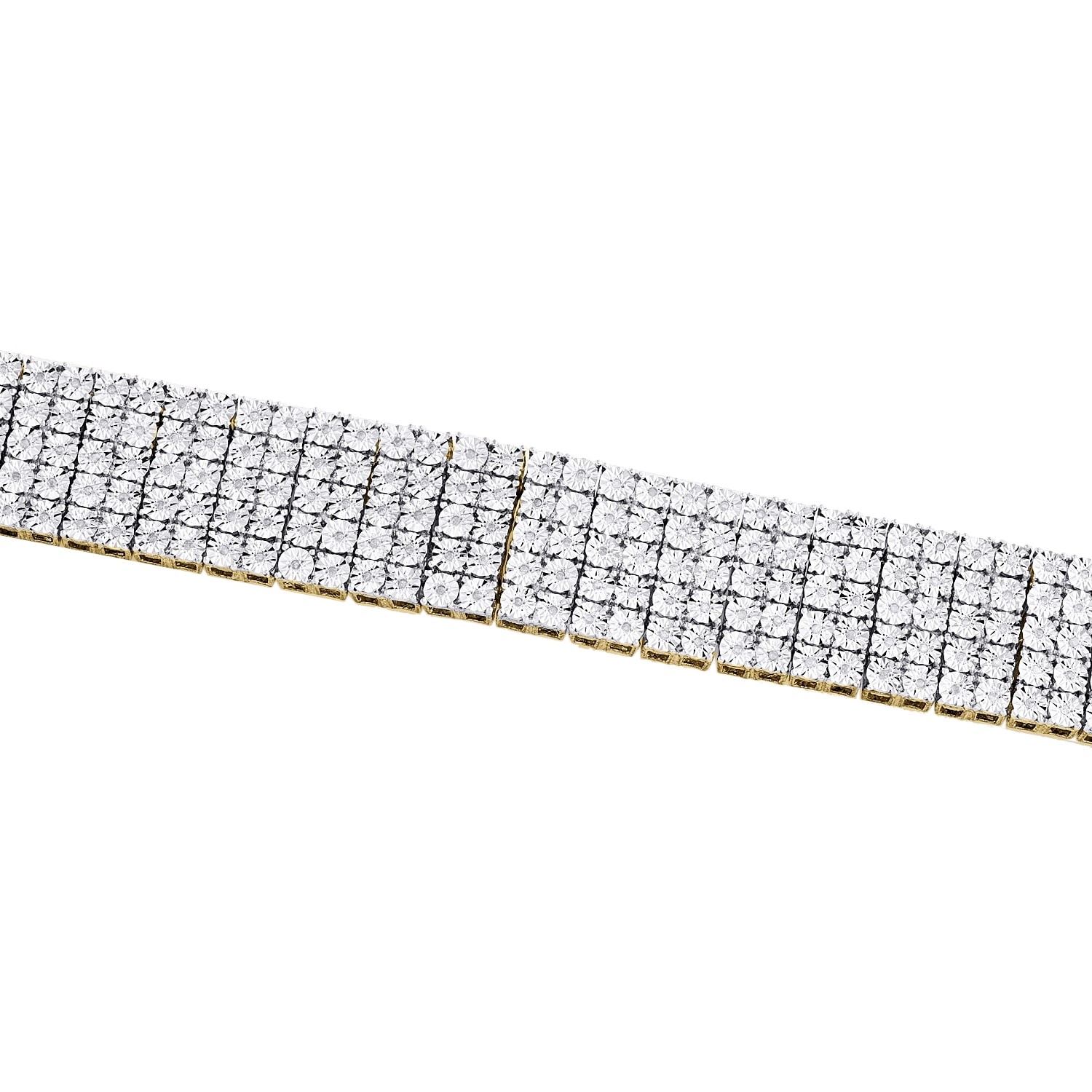 Real Diamond Sterling Silver 5 Row Tennis Bracelet 16mm Miracle Set 6/9 CT