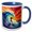 Blue/White, variant on 3drose, a Lady Surfer Rides the Wave. Red Sky, Blue Wave. Art, Gift, Card, 11oz Magic Transforming Mug