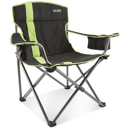 Uline Camp Chair with Insulated Cooler, Black and Lime