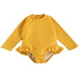 thumbnail image 1 of Baby Girls Long Sleeve Swimsuit Ruffle Zipper Rash Guard Swimwears, 1 of 5
