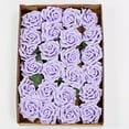 Efavormart 24Pcs Artificial Flowers Real Touch Lavender Foam Roses ...