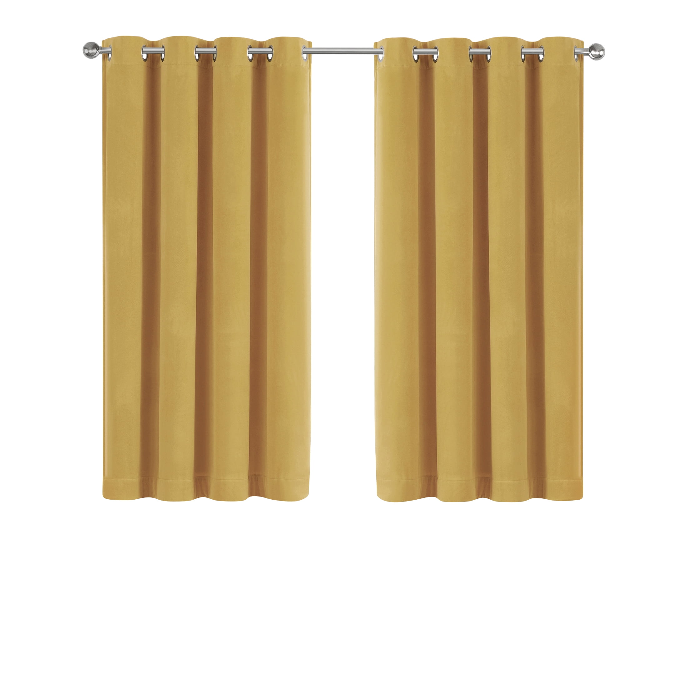 Better Homes & Gardens Velvet Grommet Blackout Single Curtain Panel, Yellow, 52" x 63"