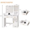 thumbnail image 6 of Merluxy 35.5" Make up Vanity Desk with Mirror and Lights, Vanity with Lights & Power Outlet, Vanity Desk with 2 Drawers, Bedroom, White, 6 of 6