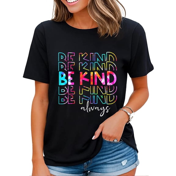 Tie Dye Be Kind Always Peace Signs Choose Kindness Unity Day T-Shirt Black X-Large