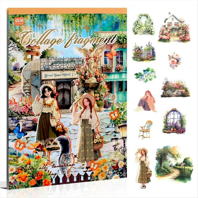 Libro de Pegatinas Precortadas de PET Transparente para Diario, Álbumes de Recortes, Pegatinas para Scrapbooking, A