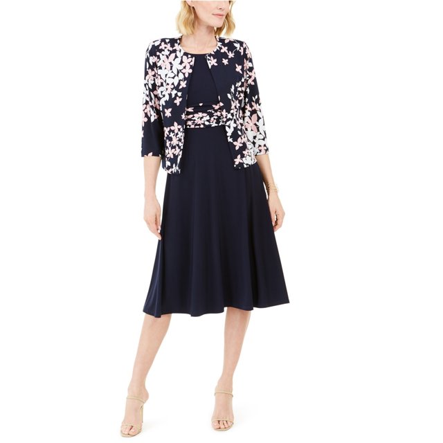 Vestido Ajustado y Acampanado de 2 Piezas Jessica Howard Mujer Azul 14P