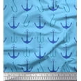 thumbnail image 1 of Soimoi Blue Velvet Fabric Anchor Hook Nautical Print Fabric by Yard 58 Inch Wide, 1 of 3