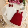 thumbnail image 5 of Tisuna Kids Girls Fall Outfit Set Soft Long Sleeve Crew Neck Floral Print Romper And Suspender Skirt Headband Outfits Children'S 3 Pieces Casual Wear Clothes Set Size 3-6 Months, 5 of 5