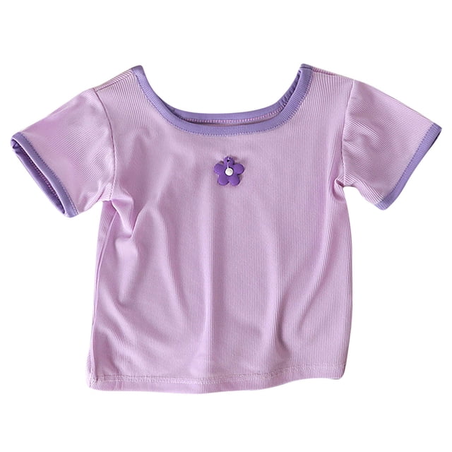 T-Shirt Rayé pour Garçons et Filles, T-Shirt à Manches Courtes à Manches Courtes à Col Rond
