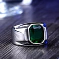 thumbnail image 3 of K-KED Men's Vintage Square CZ Stone Wedding Ring Stainless Steel Retro Biker Punk Ring-9-Blue, 3 of 5