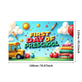 thumbnail image 3 of Colorful Preschool Themed Backdrop Banner with School Bus Books Apples Sun and Clouds for First Day of Preschool Party Decorations Photography Props Classroom Decor Background, 3 of 4