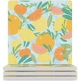 thumbnail image 2 of GZHJMY Square Drink Coasters, 1 Pcs Summer Tropical Citrus Leaves Absorbent Ceramic Coffee Coasters for Drinks with Cork Base Housewarming Gift for Home Decor, 2 of 6