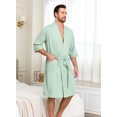 thumbnail image 5 of EA'S SECRET 100% Cotton Men's Lightweight Robe Short Sleeve Mens Bathrobe Lightweight Spa Bath Robe for Men(Turquoise,L), 5 of 7