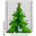 thumbnail image 3 of Polyester Fabric Green Christmas Tree Shower Curtain, Xmas Elk Winter Snowflake Birds, Waterproof Bathtub Curtain Bathroom Decor Set with Hooks 72 x 84 Inches,, 3 of 6