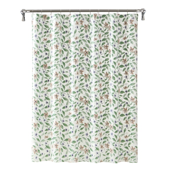 Mainstays Printed PEVA Shower Liner Set, 12 Metal Hooks 70"x72" - Hazy Purple Brush Floral
