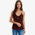 thumbnail image 2 of Women's Sequined Spaghetti Strap V-Neck Camisole Top for Party and Night Out- XX Large, Red, 2 of 7