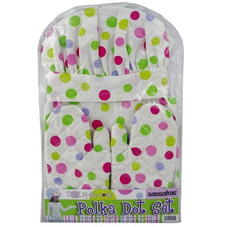 

Sassafras Enterprises 22101 Kids Polka Dots Chefs Hat Apron and Mits