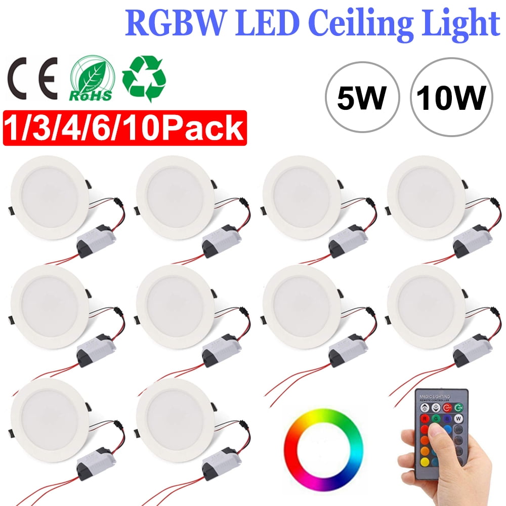 5W 10W RGB Recessed LED Ceiling Panel Light Downlight Ultra Thin Remote Control 