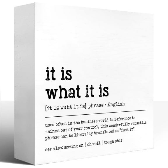 Zomyto 5"x5" Inspirational Wood Block Signs,It Is What It Is Wooden Box Sign for Home Shelf Office Tabletop Desk Decor