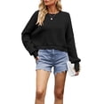 thumbnail image 1 of Suéter de Mujer de Otoño, Cuello Redondo, Tipo Murciélago, Estilo Pullover Negro M, 1 of 7