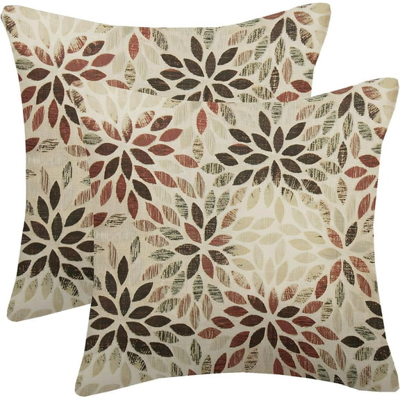 Ryan; Burgundy Red Brown Pillow Covers 18x18 Inch Set of 2 Summer Rust Geometric Flower Outdoor Decorative Throw Pillows Farmhouse Dahlia Pillow Case Square Cushion Cover for Home Sofa Bedroom
