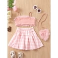 thumbnail image 3 of Franhais Kids Girl Summer Outfit Casual Plush Sleeveless Camisole Plaid Pleated Skirt + Bag 2-7Y, 3 of 8