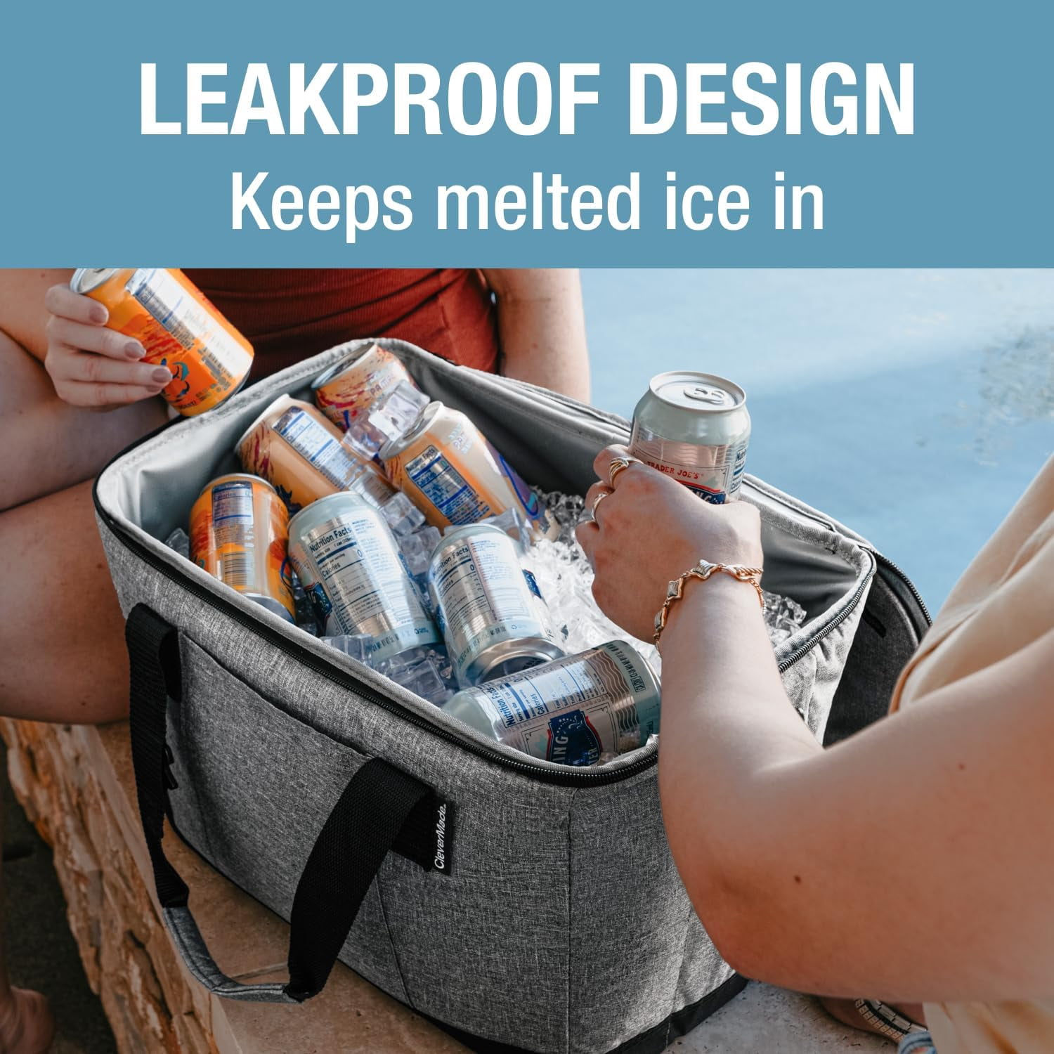 CleverMade Collapsible Tahoe Cooler - 50 Can - Heather Cool Gray/Midnight Black