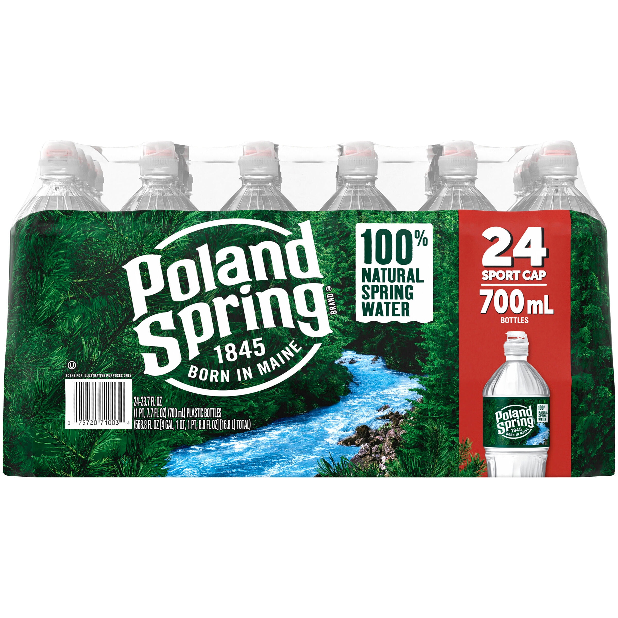 POLAND SPRING Brand 100 Natural Spring Water, 23.7ounce plastic