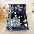 thumbnail image 5 of Homewish Esports Gaming Controller Bed Sheets,Modern Video Game Full Size Sheets,Navy Black,4 Pieces,1 Flat Sheet, 1 Fitted Sheet and 2 Pillowcases, 5 of 6